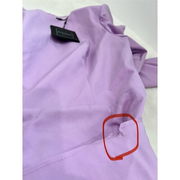 New MAC DUGGAL Size 10 Long Sleeve Mini Dress with Shoulder Pads Lilac *Defect* - Picture 4 of 13